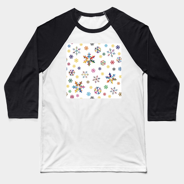 Colorful Snowflakes II Baseball T-Shirt by colorofmagic